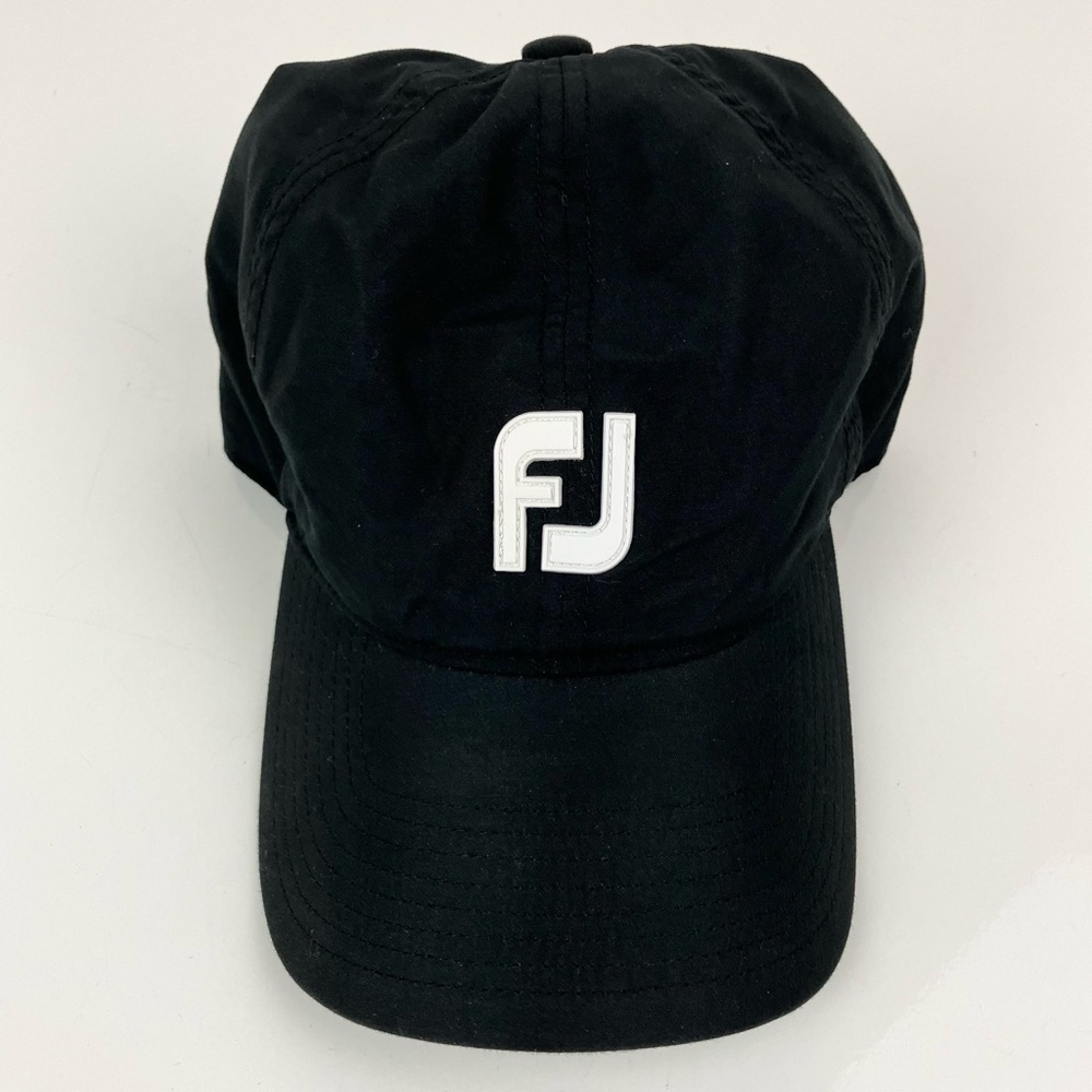 Footjoy Dryjoys Unisex Black Water Repellent Black Strapback Golf Dad Hat Logo